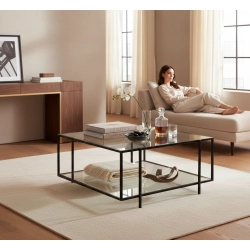 ST-75 STOLIK KAWOWY STAL NIERDZEWNA POLEROWANA - SZCZOTKOWANA SZYBA HARTOWANA